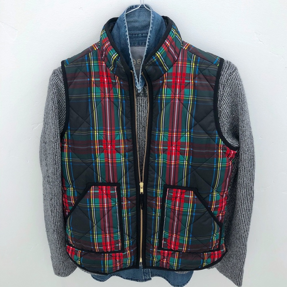 J. Crew Plaid Puffer Vest Size S